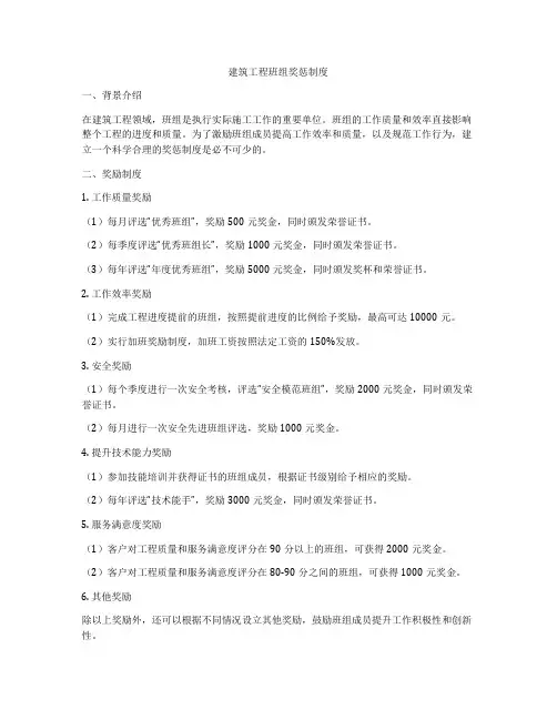 建筑工程班组奖惩制度