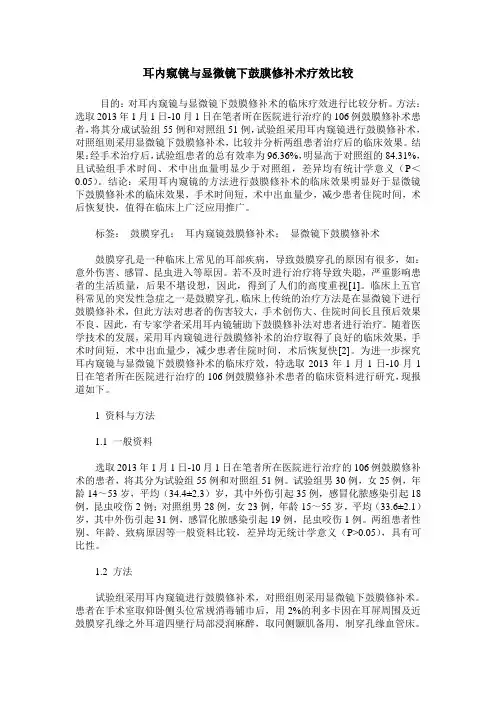 耳内窥镜与显微镜下鼓膜修补术疗效比较