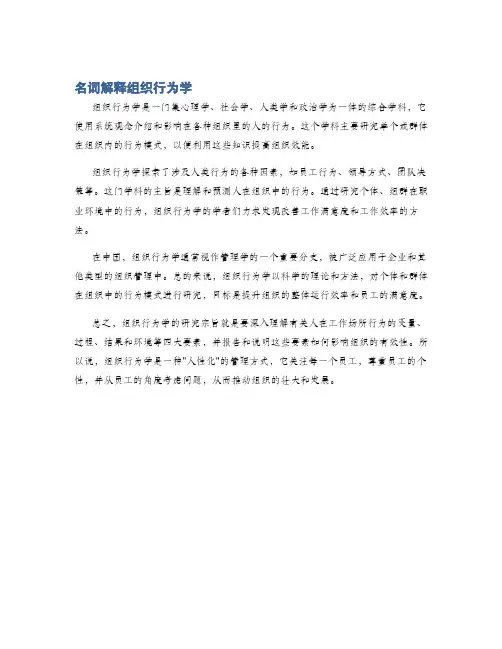名词解释组织行为学