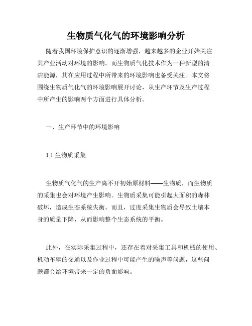 生物质气化气的环境影响分析