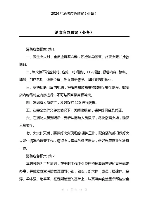 2024年消防应急预案(必备)