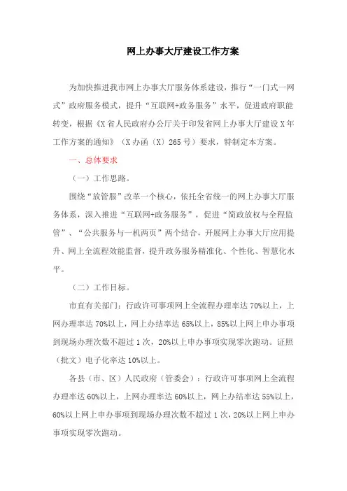 网上办事大厅建设工作方案