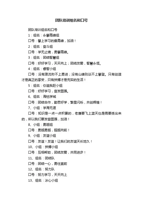 团队培训组名和口号