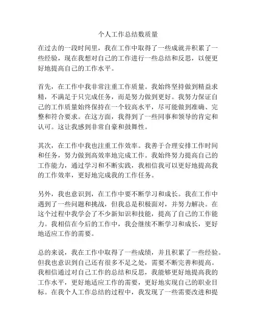 个人工作总结数质量