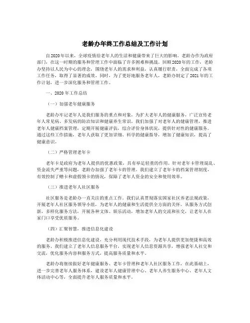 老龄办年终工作总结及工作计划