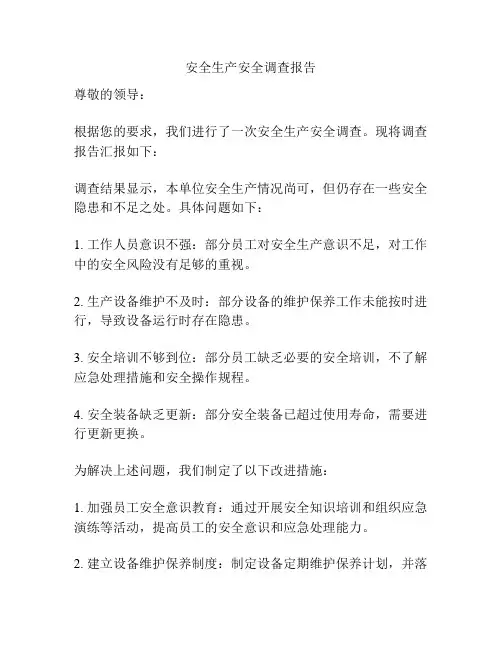 安全生产安全调查报告