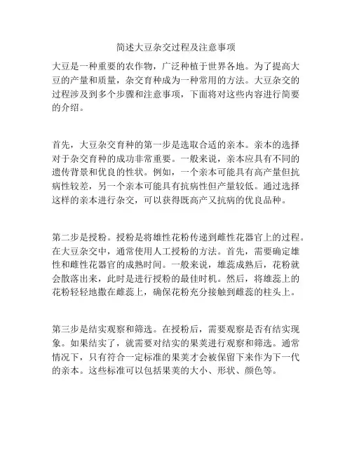 简述大豆杂交过程及注意事项