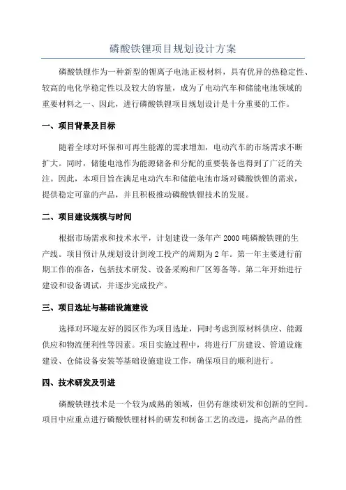 磷酸铁锂项目规划设计方案