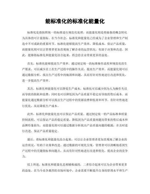能标准化的标准化能量化