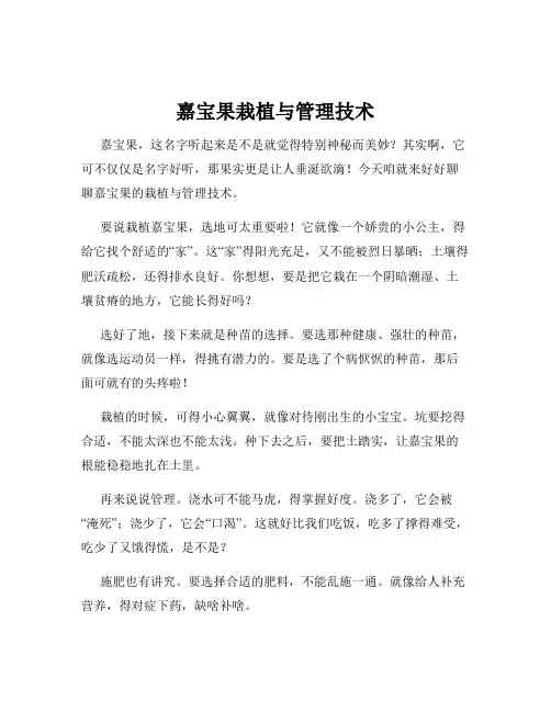 嘉宝果栽植与管理技术