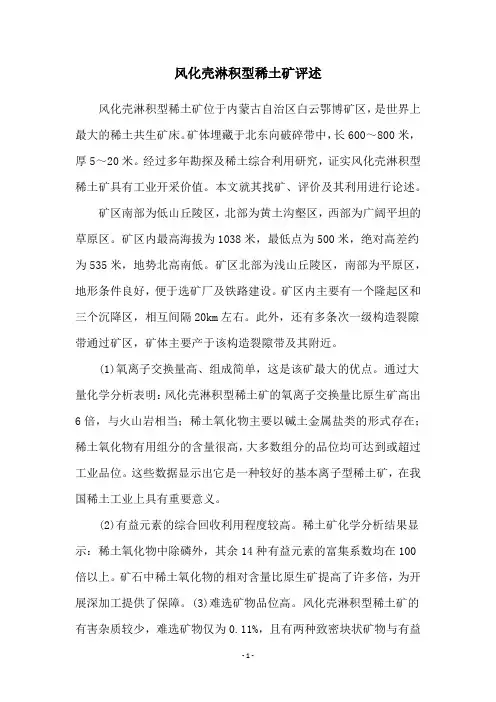 风化壳淋积型稀土矿评述