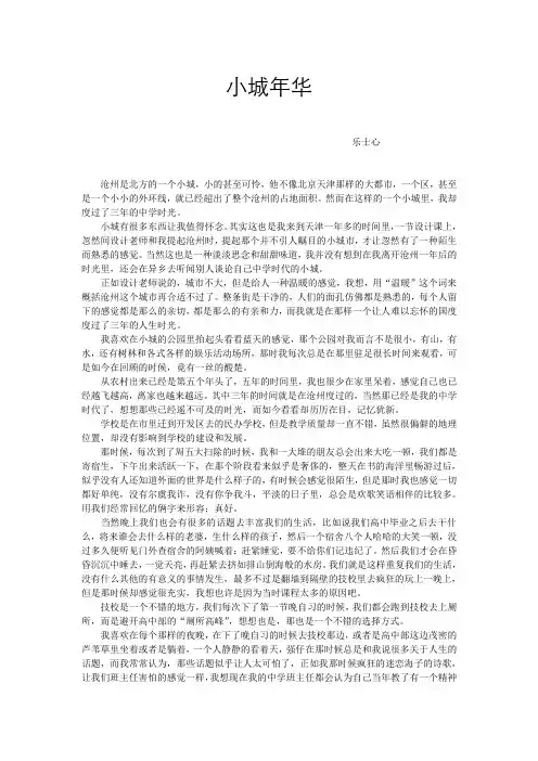 90后作家乐士心的唯美回忆散文《小城年华》
