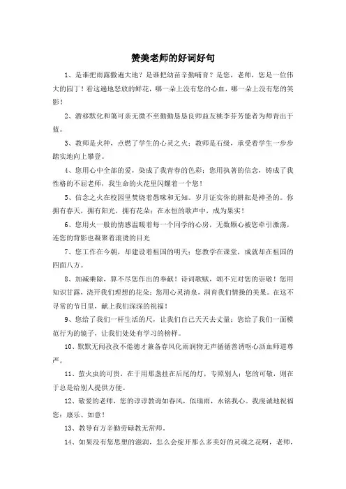 赞美老师的好词好句 