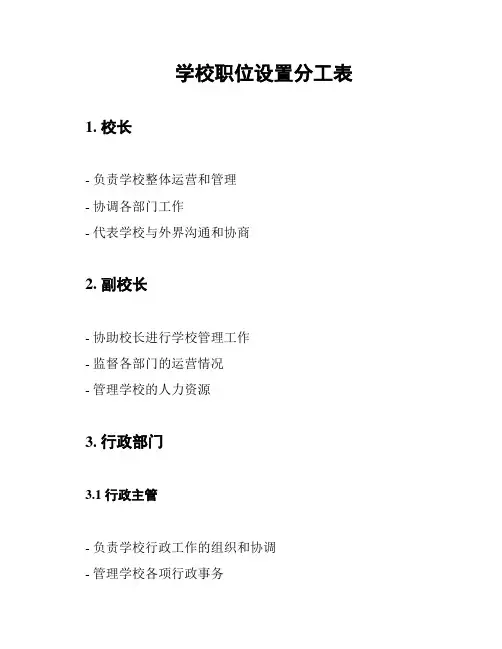 学校职位设置分工表