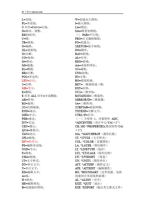 CAD2010快捷键大全..