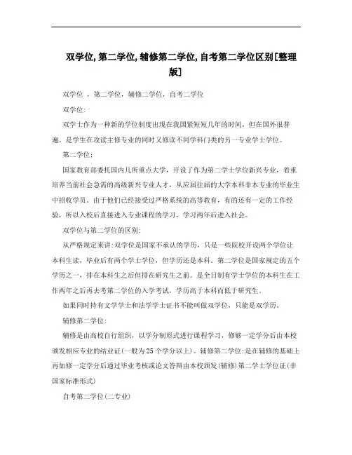 双学位,第二学位,辅修第二学位,自考第二学位区别[整理版]