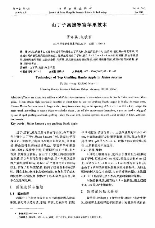 山丁子高接寒富苹果技术
