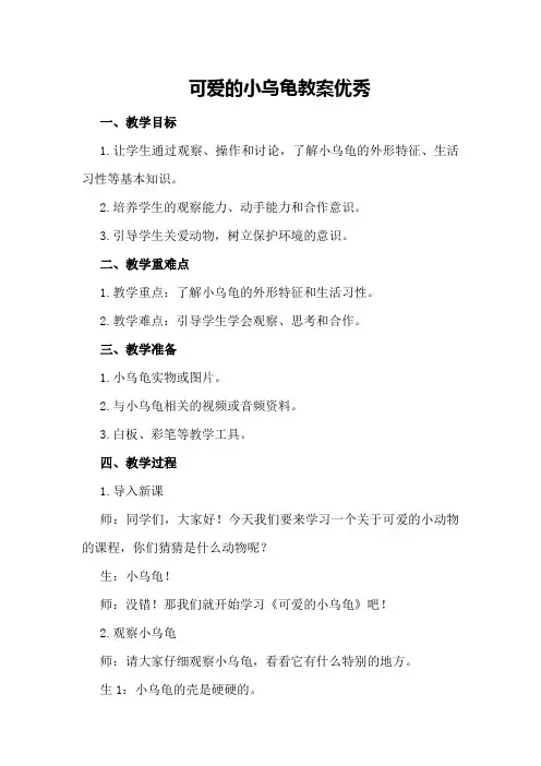 可爱的小乌龟教案优秀
