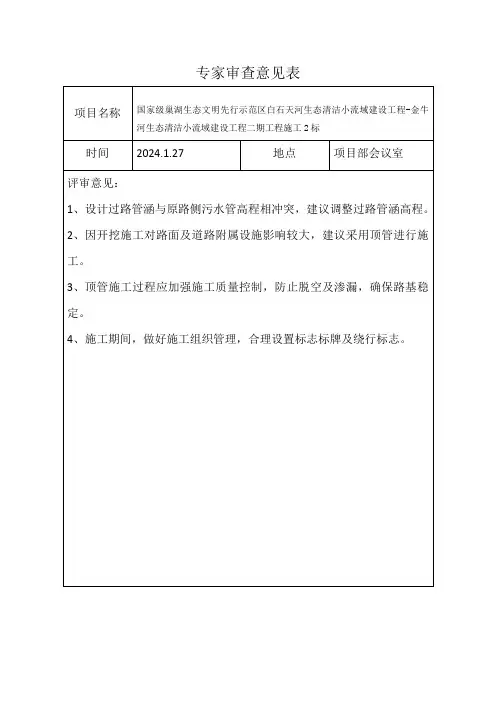 专家审查意见表