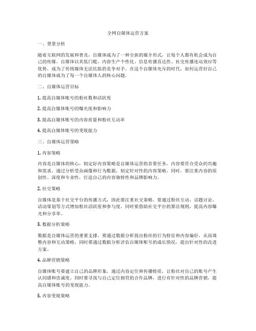 全网自媒体运营方案