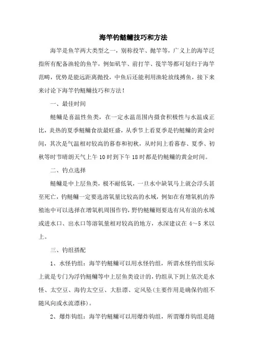 钓鱼技巧：海竿钓鲢鳙技巧和方法