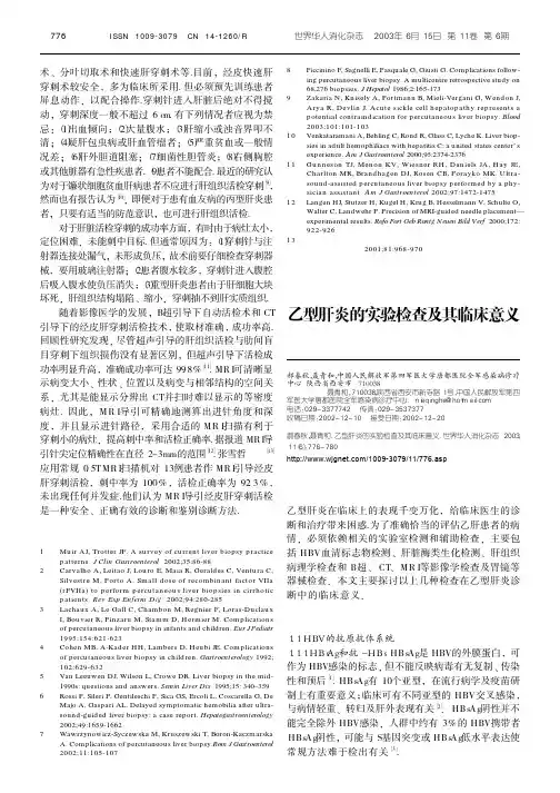 乙型肝炎的实验检查及其临床意义
