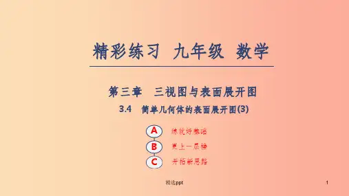 201X年秋九年级数学下册第三章三视图与表面展开图3.4简单几何体的表面展开图3课件新版浙教版