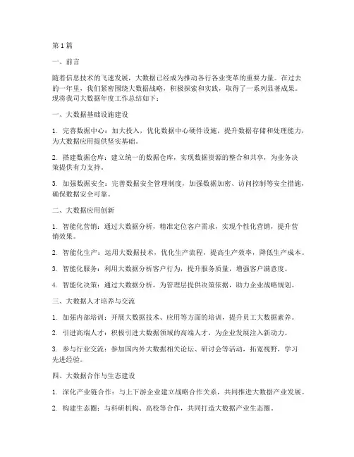 大数据的年度总结范文(3篇)