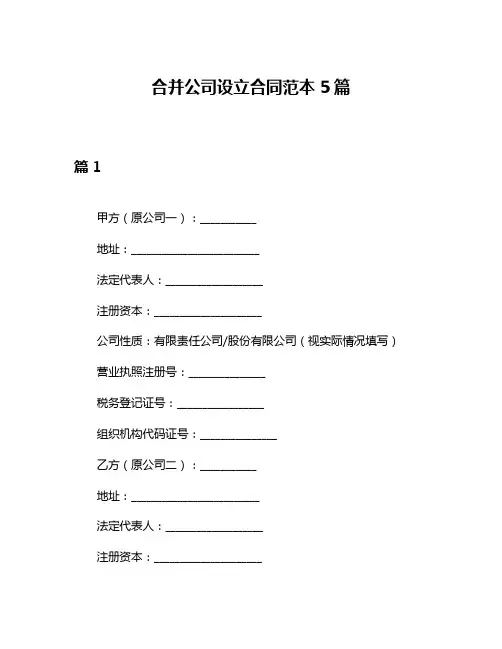 合并公司设立合同范本5篇