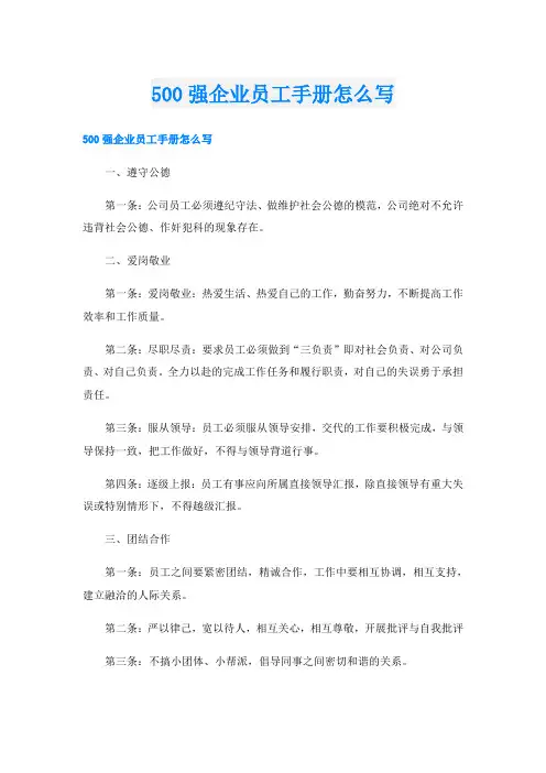 500强企业员工手册怎么写