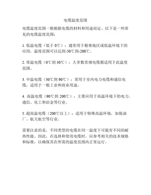 电缆温度范围