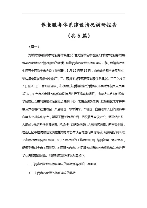 养老服务体系建设情况调研报告(共5篇)