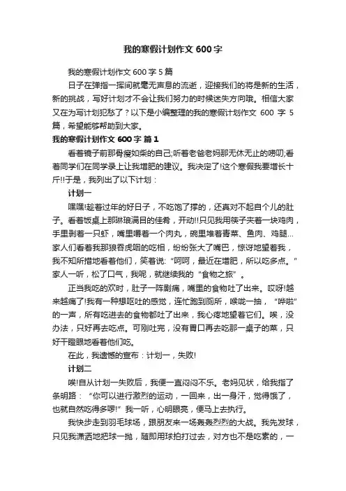 我的寒假计划作文600字