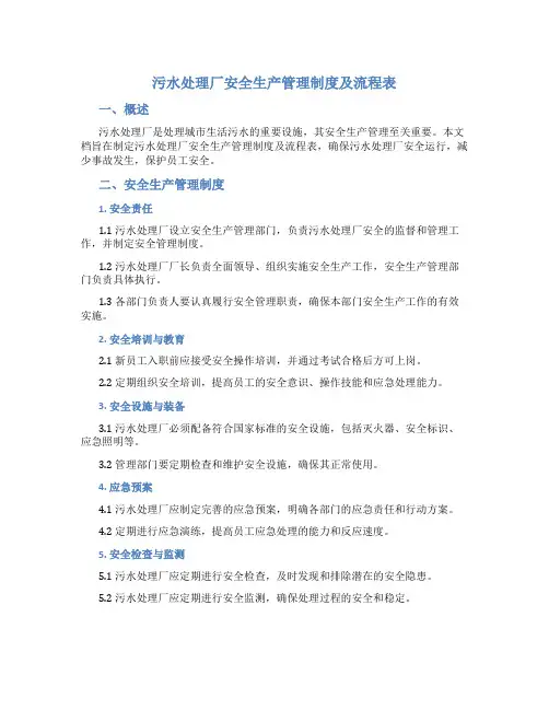 污水处理厂安全生产管理制度及流程表