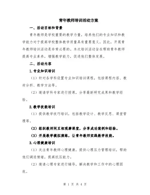 青年教师培训活动方案