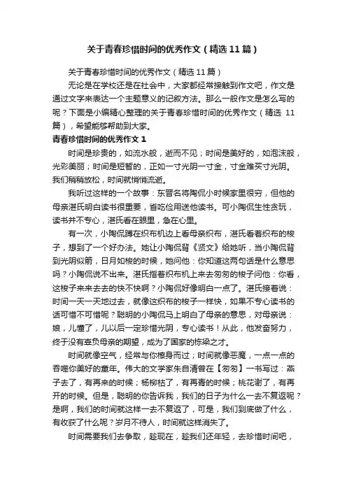 关于青春珍惜时间的优秀作文（精选11篇）