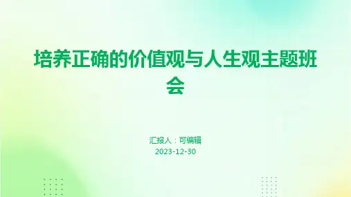 培养正确的价值观与人生观主题班会