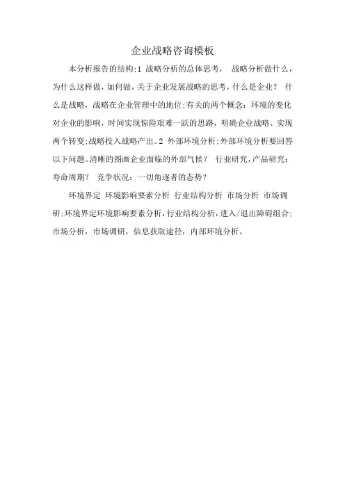 企业战略咨询模板