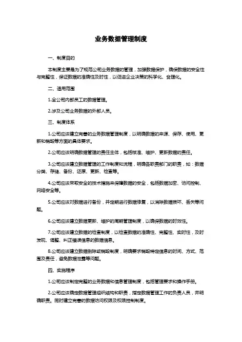 业务数据管理制度