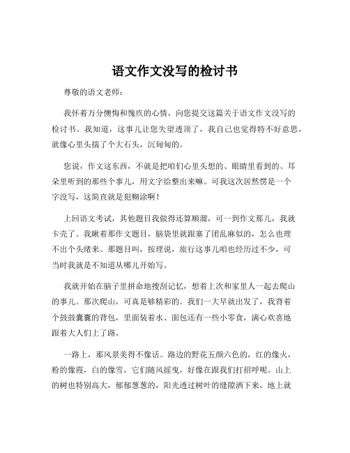 语文作文没写的检讨书