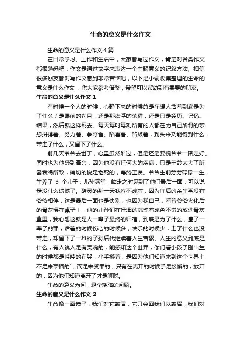 生命的意义是什么作文