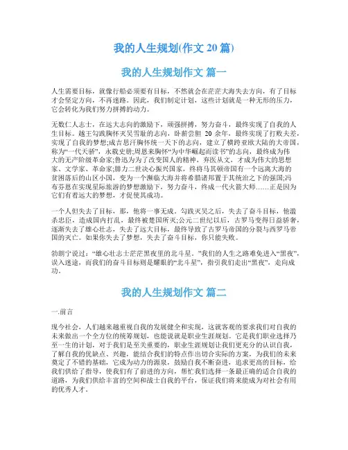 我的人生规划(作文20篇)