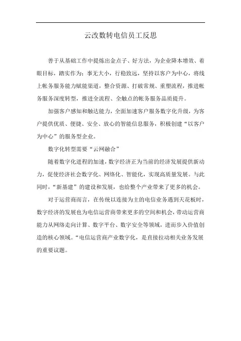云改数转电信员工反思