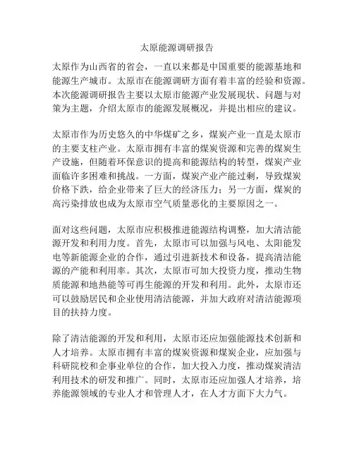 太原能源调研报告