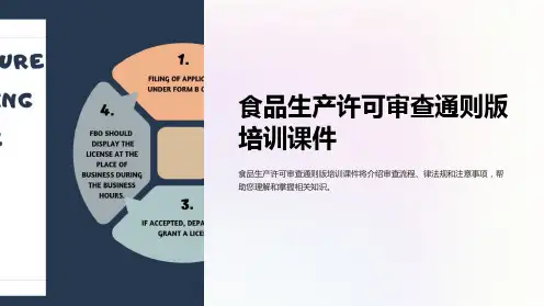 食品生产许可审查通则版培训课件