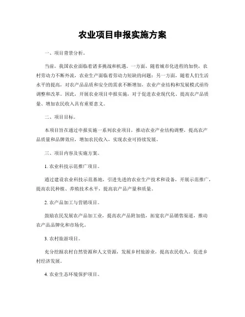 农业项目申报实施方案