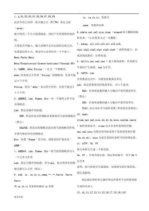 Ansys命令流大全