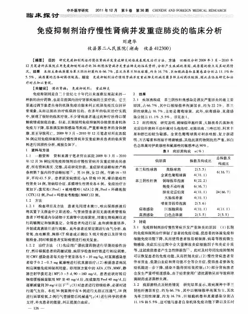 免疫抑制剂治疗慢性肾病并发重症肺炎的临床分析