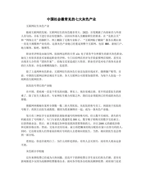 中国社会最常见的七大灰色产业