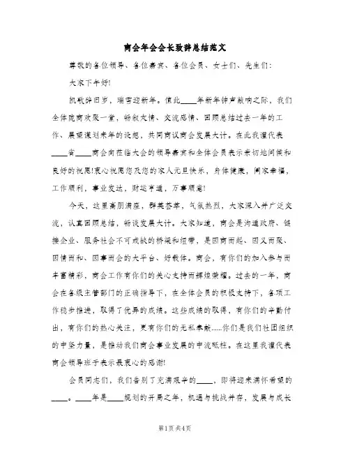 商会年会会长致辞总结范文（2篇）